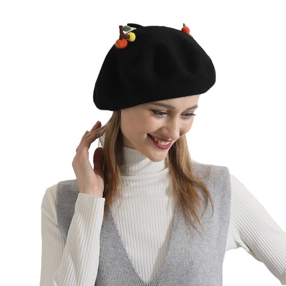 5886 Handmade Wool Felt Berry Hat Casual Wool Beret Classic French Artist main image 7